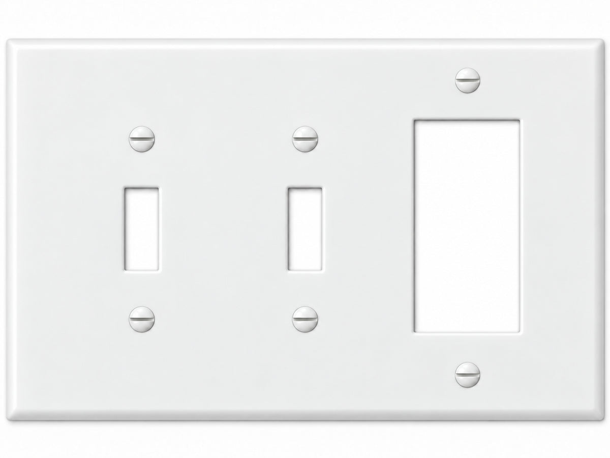 3-Gang, Midi Size, 2 Toggle & 1 Rocker/GFI, White Thermoplastic Wall Plate Cover