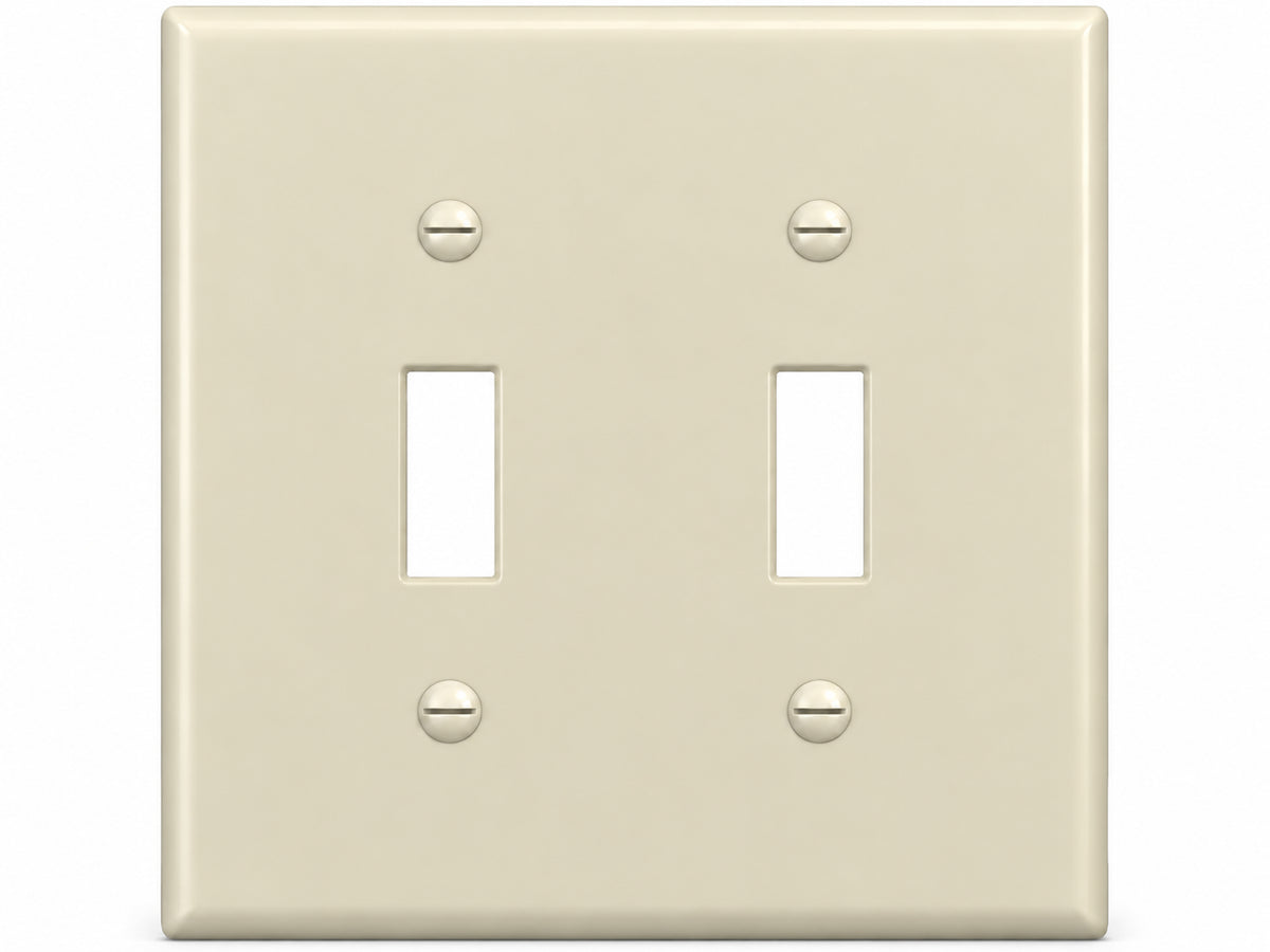 2-Gang, Standard Size, 2 Toggle, Ivory Thermoplastic Wall Plate Cover