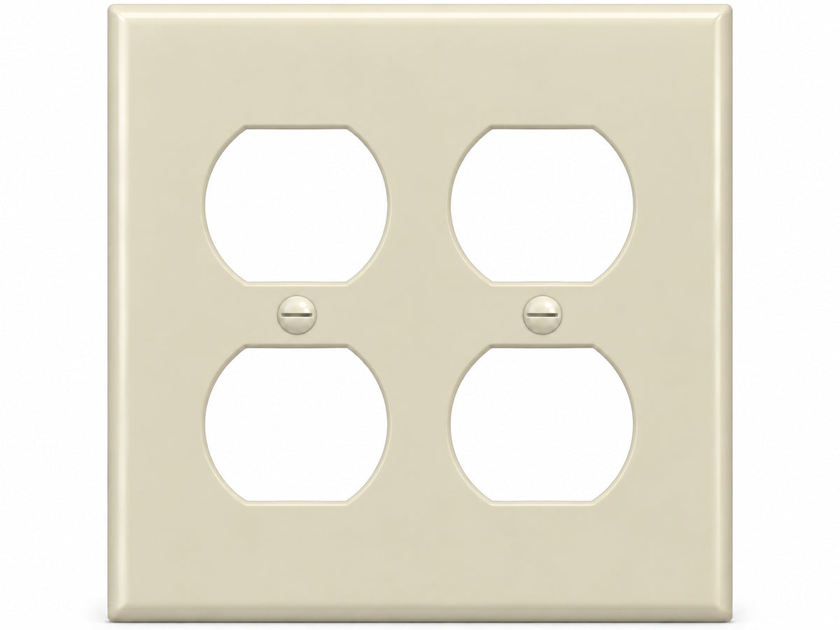 2-Gang, Standard Size, 2 Duplex, Ivory Thermoplastic Wall Plate Cover