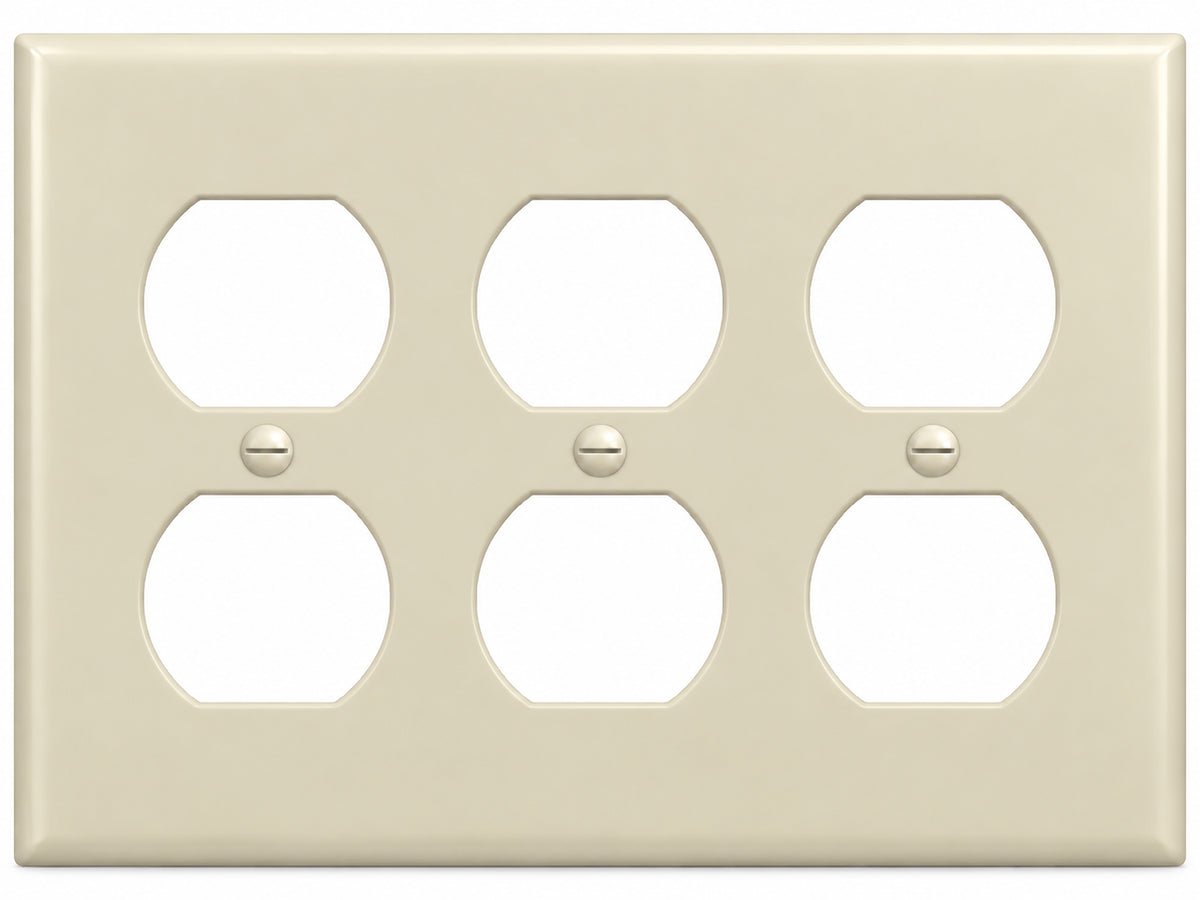 3-Gang, Standard Size, 3 Duplex, Ivory Thermoplastic Wall Plate Cover