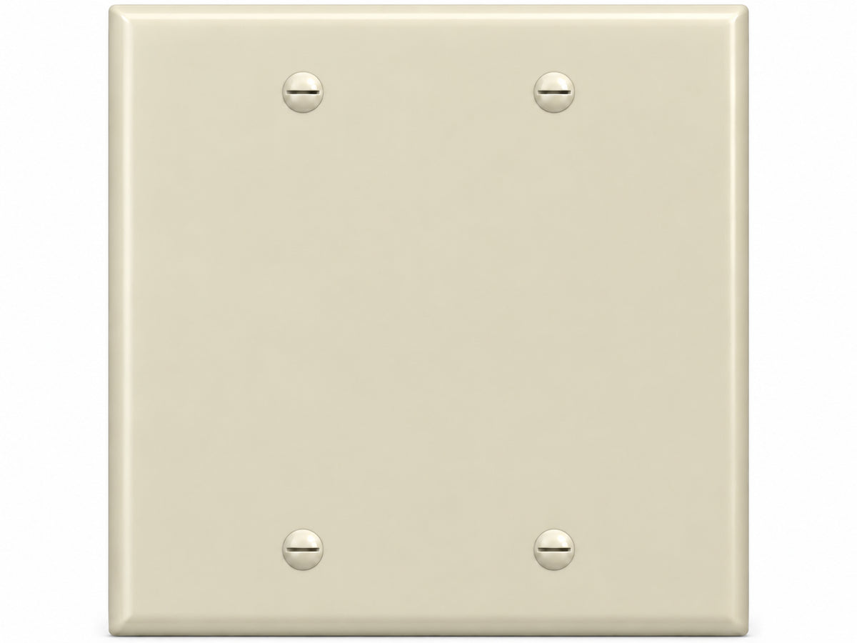 2-Gang, Standard Size, 2 Blank, Ivory Thermoplastic Wall Plate Cover