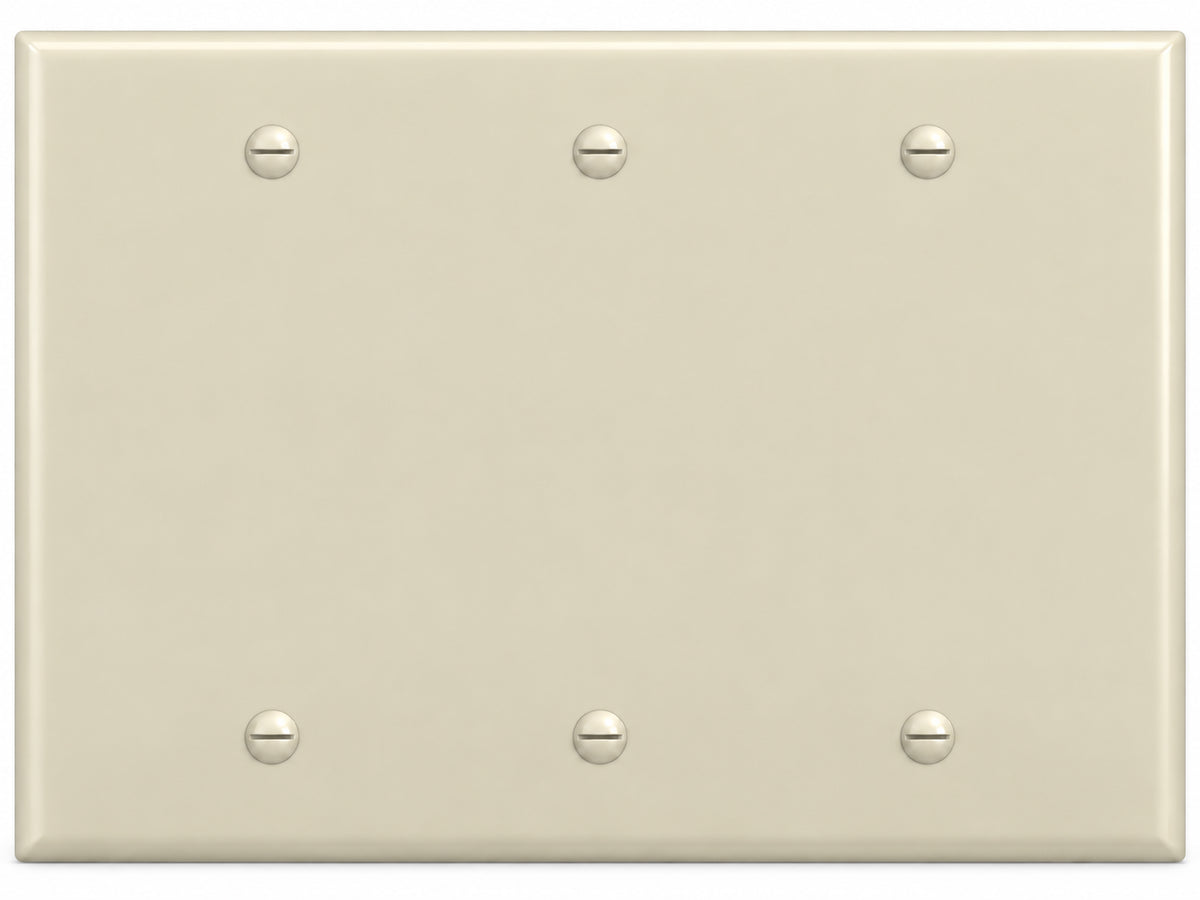 3-Gang, Standard Size, 3 Blank, Ivory Thermoplastic Wall Plate Cover