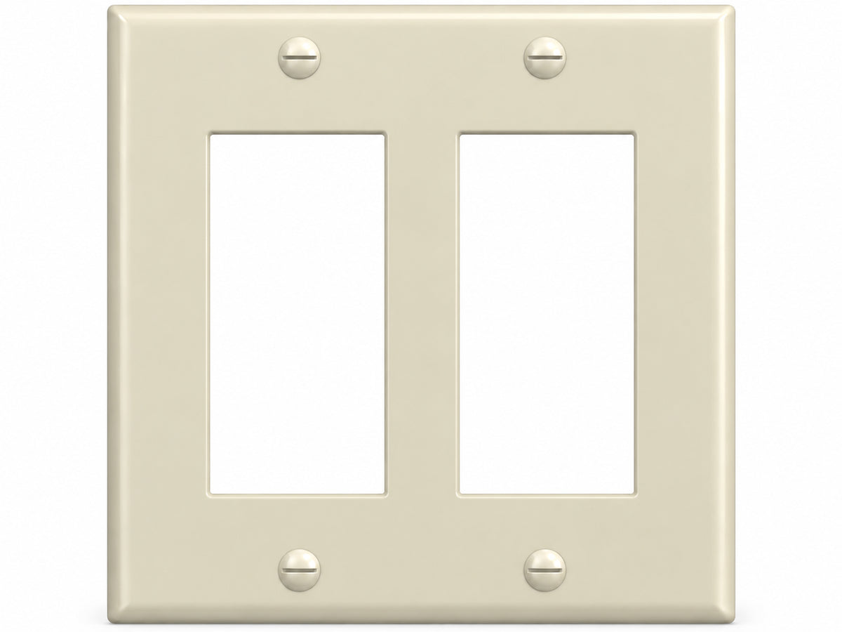 2-Gang, Standard Size, 2 Rocker/GFI, Ivory Thermoplastic Wall Plate Cover