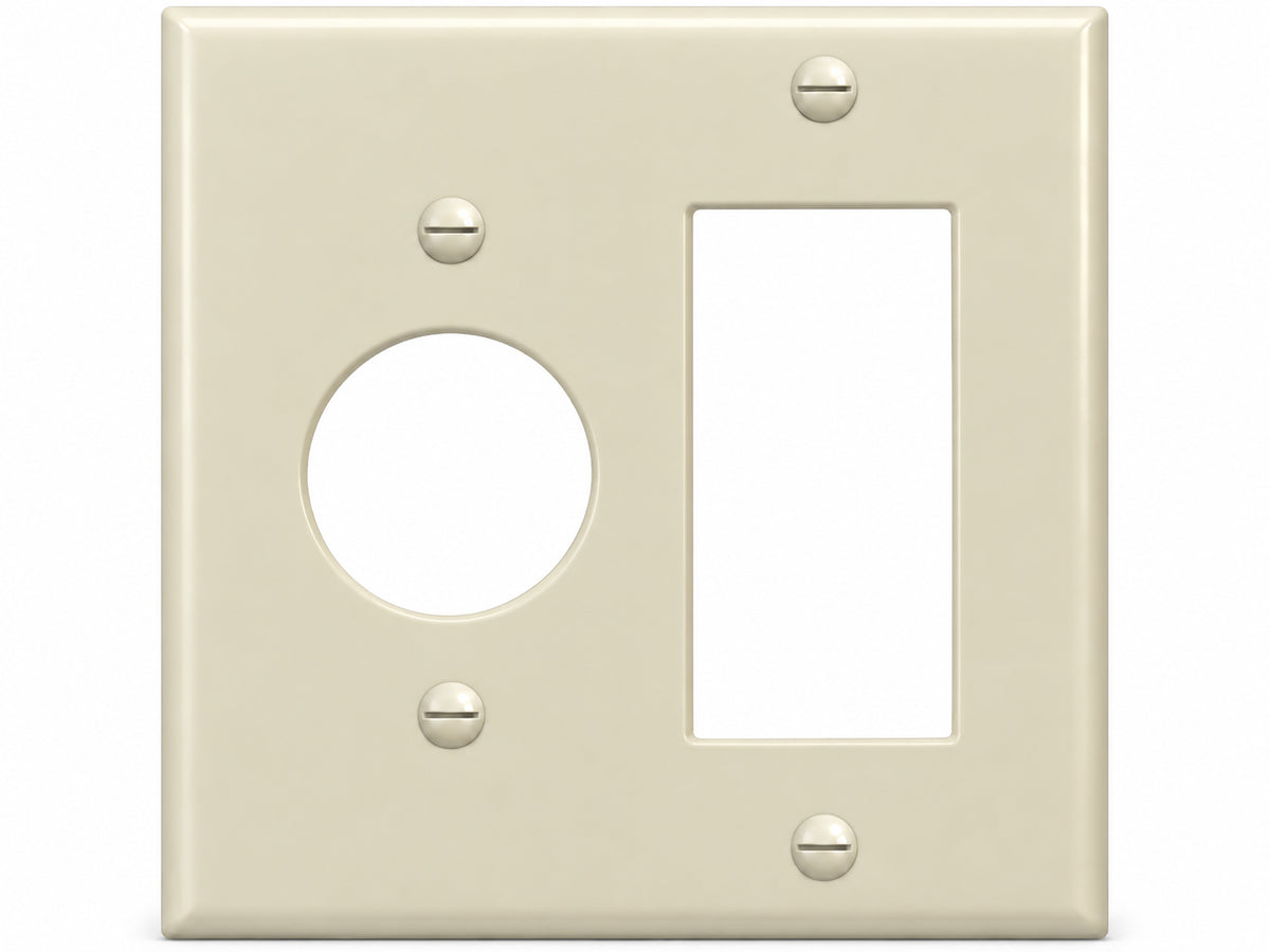 2-Gang, Standard Size, 1 Single Receptacle & 1 Rocker/GFI, Ivory Thermoplastic Wall Plate Cover