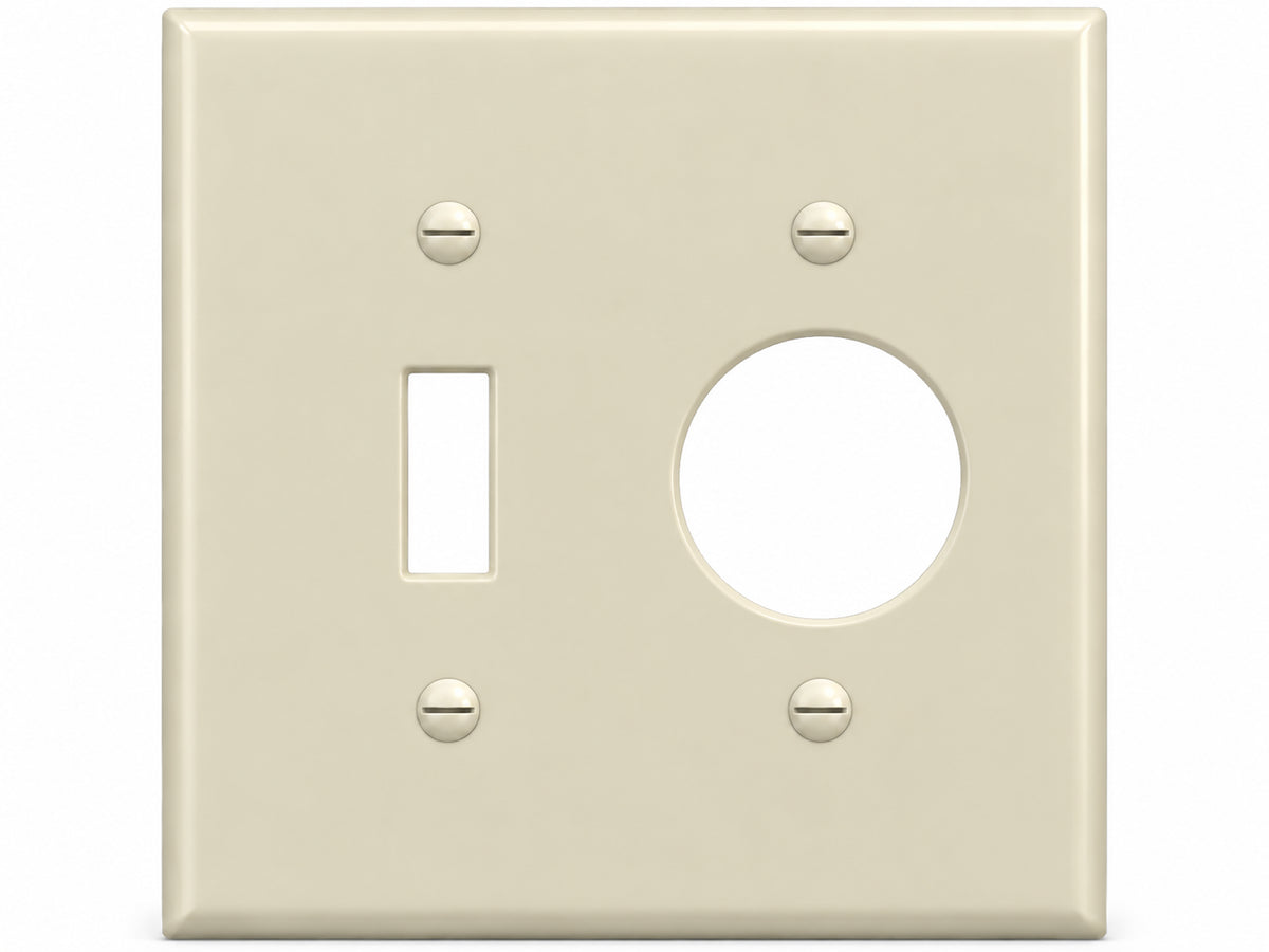 2-Gang, Standard Size, 1 Toggle & 1 Single Receptacle, Ivory Thermoplastic Wall Plate Cover