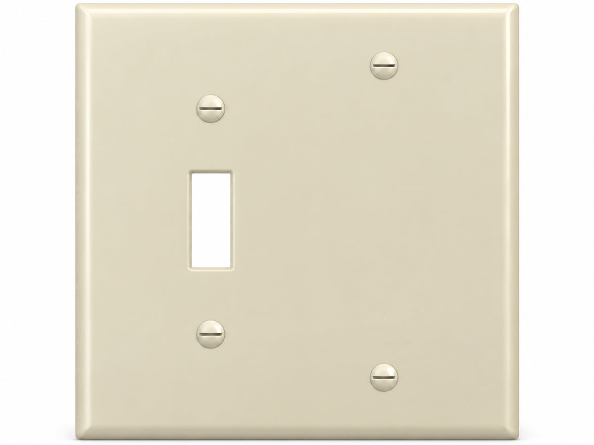 2-Gang, Standard Size, 1 Toggle & 1 Blank, Ivory Thermoplastic Wall Plate Cover