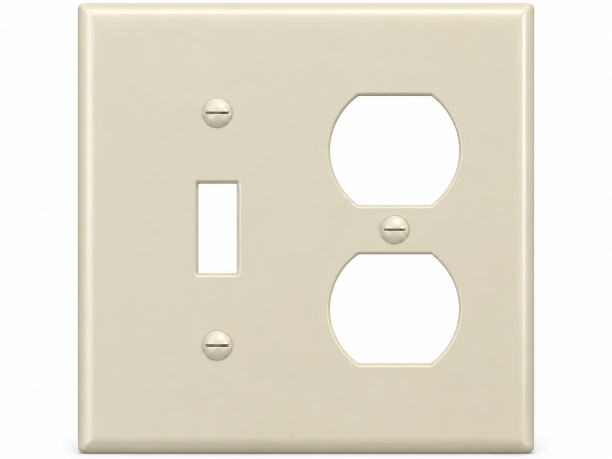 2-Gang, Standard Size, 1 Toggle & 1 Duplex, Ivory Thermoplastic Wall Plate Cover
