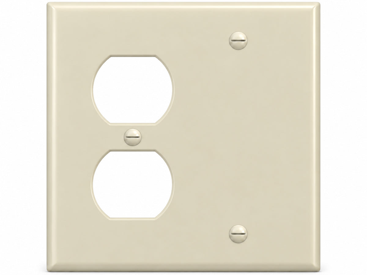 2-Gang, Standard Size, 1 Duplex & 1 Blank, Ivory Thermoplastic Wall Plate Cover
