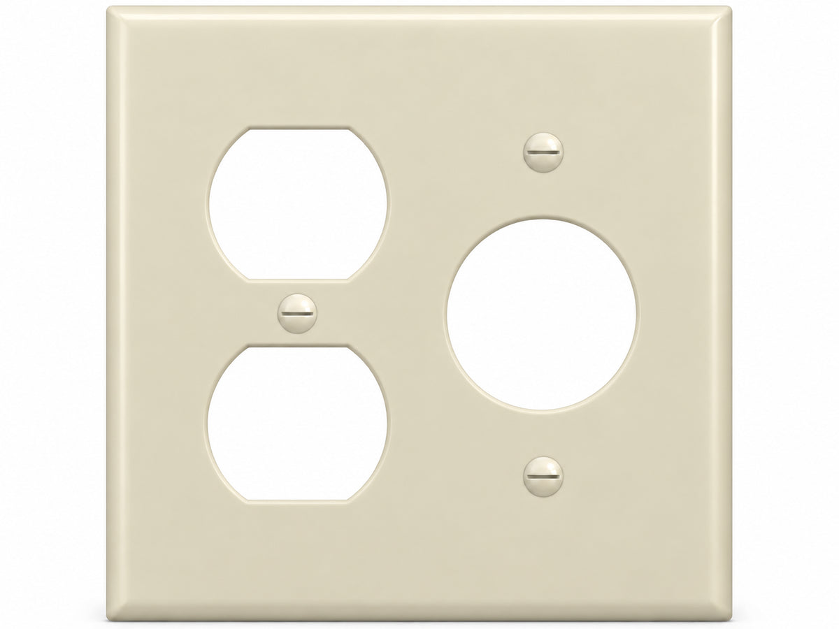 2-Gang, Standard Size, 1 Duplex & 1 Single Receptacle, Ivory Thermoplastic Wall Plate Cover