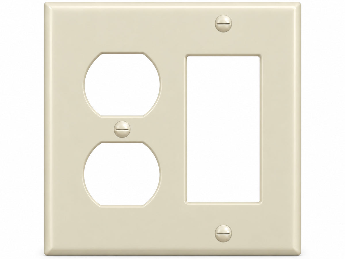 2-Gang, Standard Size, 1 Duplex & 1 Rocker/GFI, Ivory Thermoplastic Wall Plate Cover