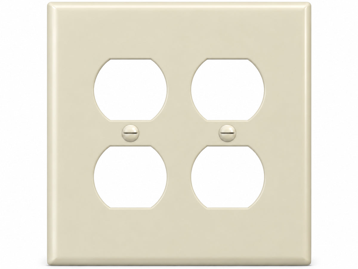 2-Gang, Midi Size, 2 Duplex, Ivory Thermoplastic Wall Plate Cover