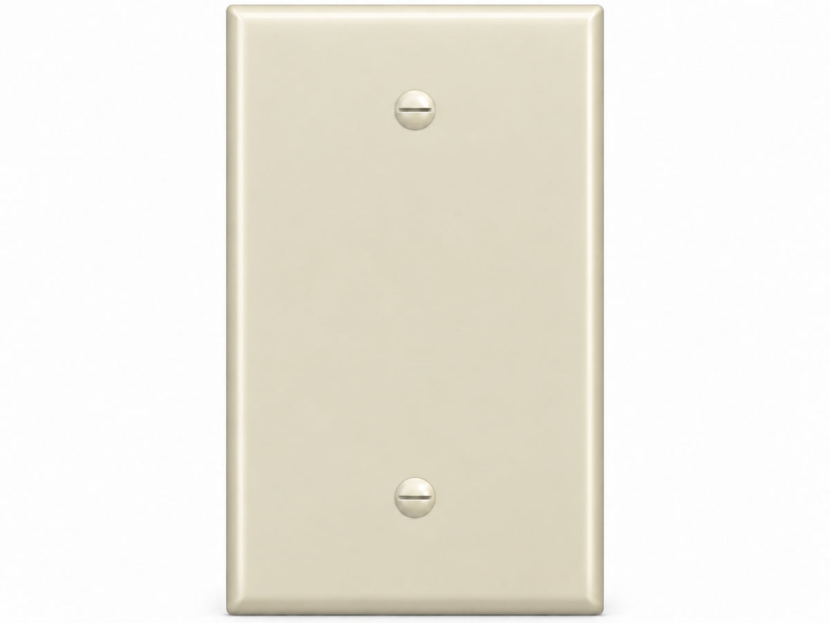 1-Gang, Midi Size, 1 Blank, Ivory Thermoplastic Wall Plate Cover