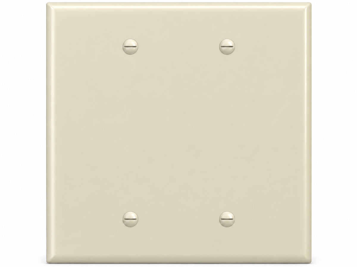 2-Gang, Midi Size, 2 Blank, Ivory Thermoplastic Wall Plate Cover