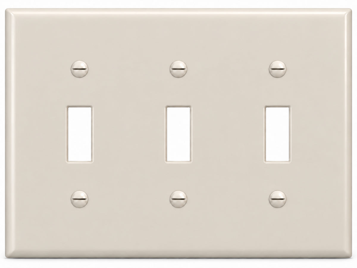 3-Gang, Standard Size, 3 Toggle, Light Almond Thermoplastic Wall Plate Cover
