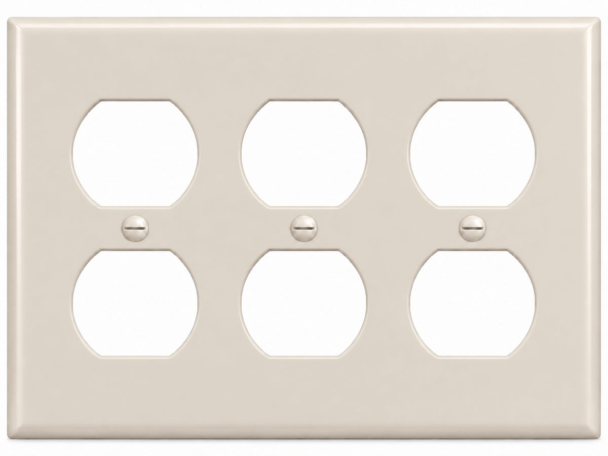 3-Gang, Standard Size, 3 Duplex, Light Almond Thermoplastic Wall Plate Cover
