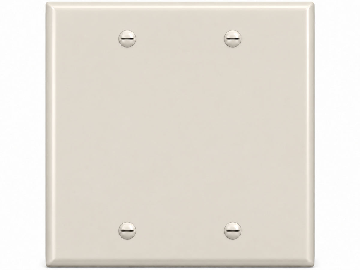2-Gang, Standard Size, 2 Blank, Light Almond Thermoplastic Wall Plate Cover