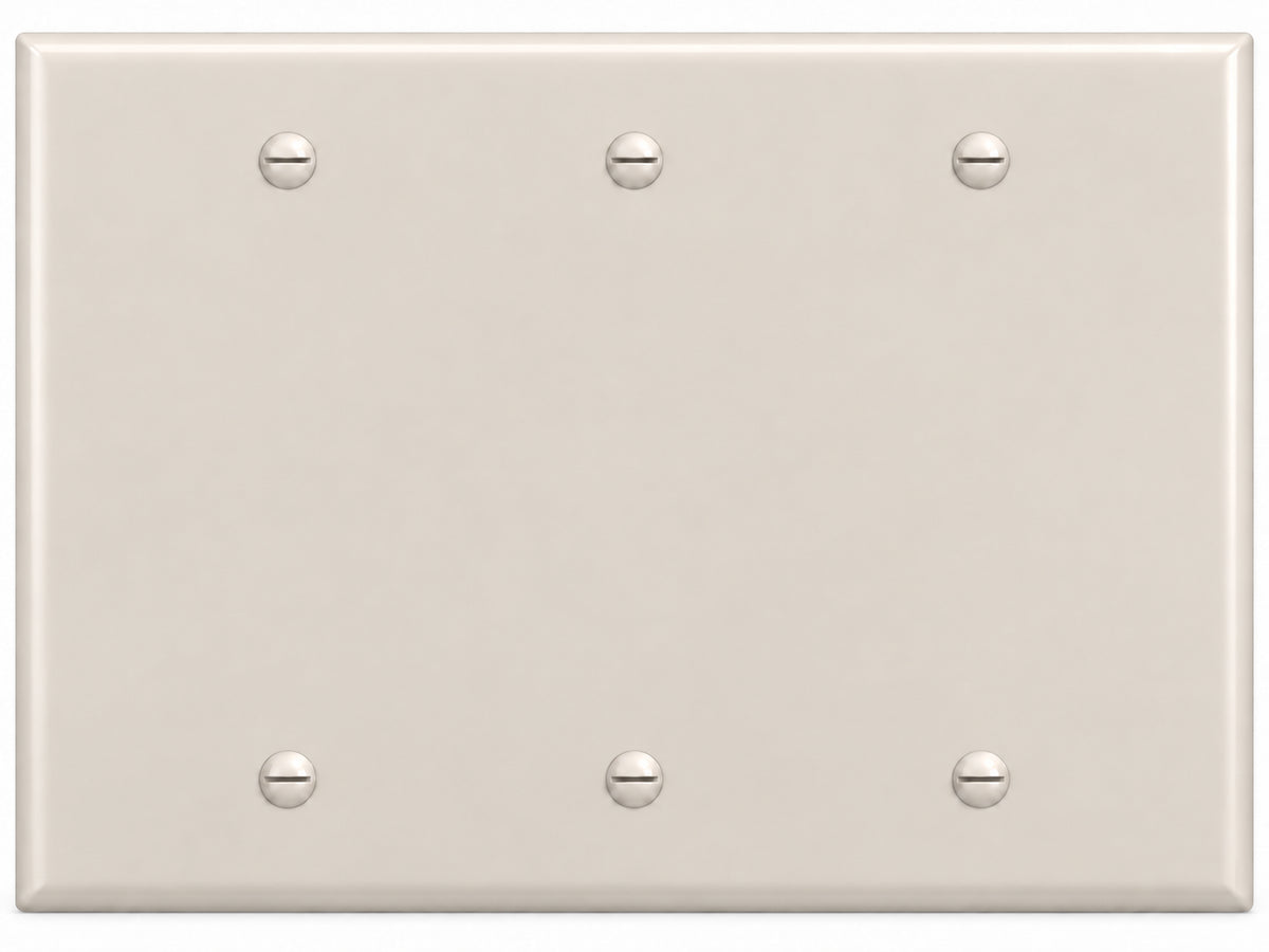 3-Gang, Standard Size, 3 Blank, Light Almond Thermoplastic Wall Plate Cover