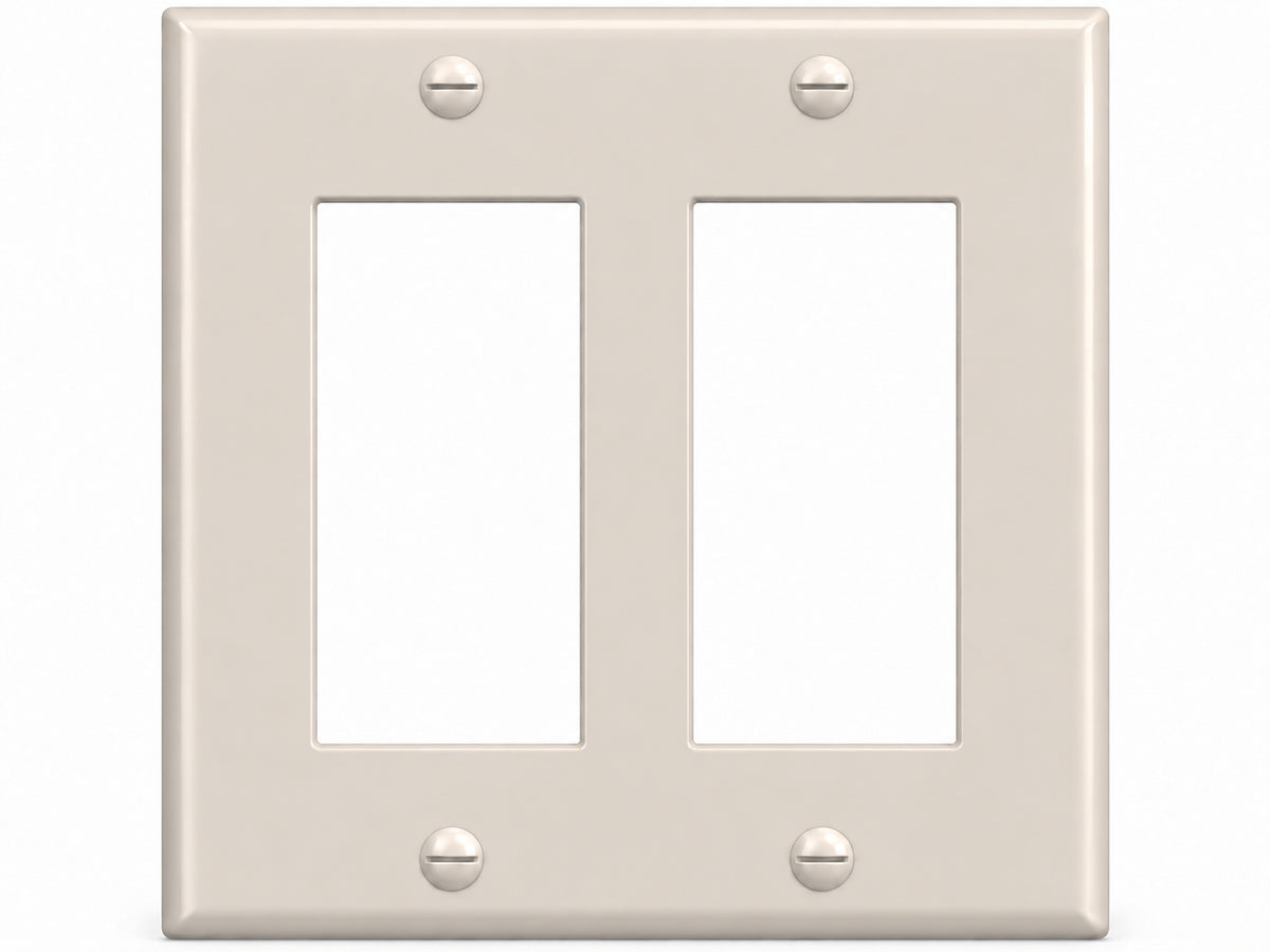 2-Gang, Standard Size, 2 Rocker/GFI, Light Almond Thermoplastic Wall Plate Cover