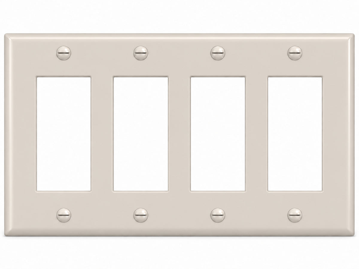 4-Gang, Standard Size, 4 Rocker/GFI, Light Almond Thermoplastic Wall Plate Cover