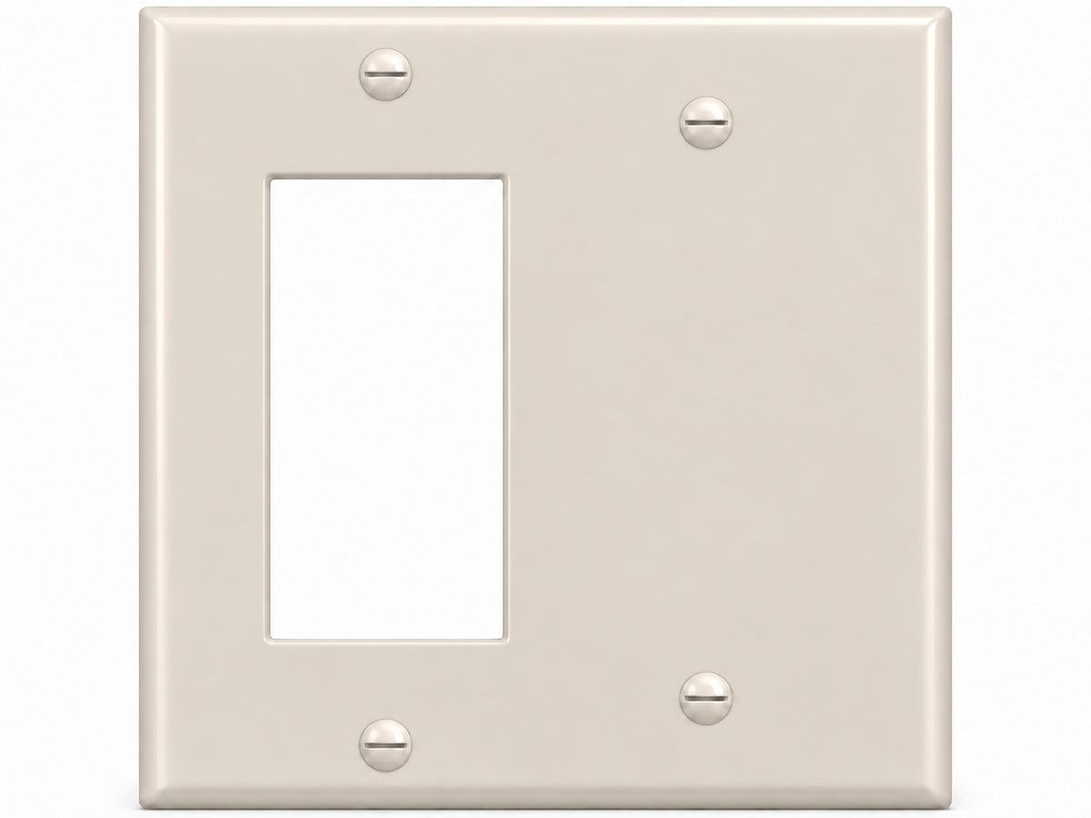 2-Gang, Standard Size, 1 Rocker/GFI & 1 Blank, Light Almond Thermoplastic Wall Plate Cover