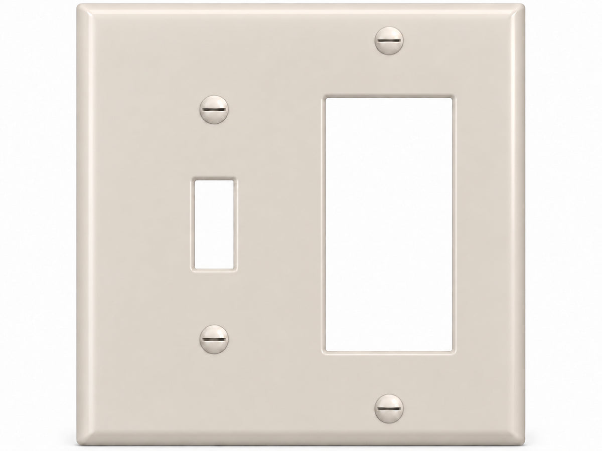 2-Gang, Standard Size, 1 Toggle & 1 Rocker/GFI, Light Almond Thermoplastic Wall Plate Cover
