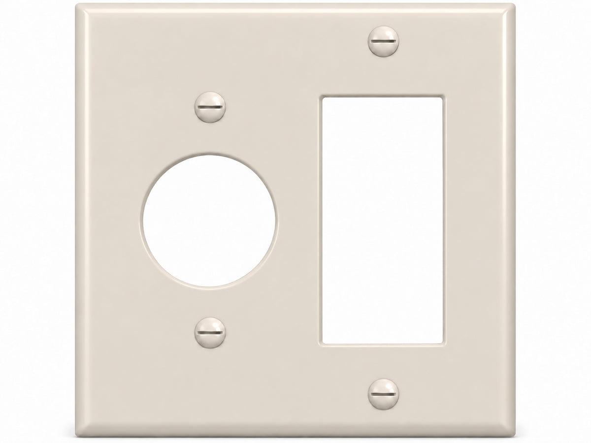 2-Gang, Standard Size, 1 Single Receptacle & 1 Rocker/GFI, Light Almond Thermoplastic Wall Plate Cover