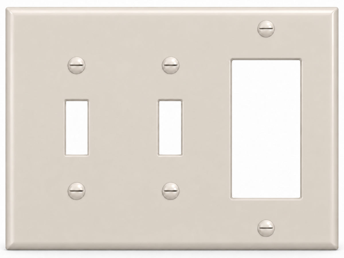 3-Gang, Standard Size, 2 Toggle & 1 Rocker/GFI, Light Almond Thermoplastic Wall Plate Cover