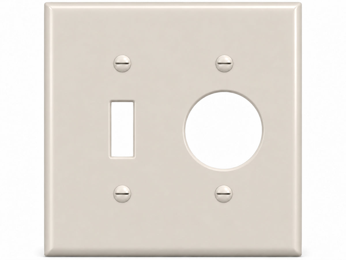 2-Gang, Standard Size, 1 Toggle & 1 Single Receptacle, Light Almond Thermoplastic Wall Plate Cover