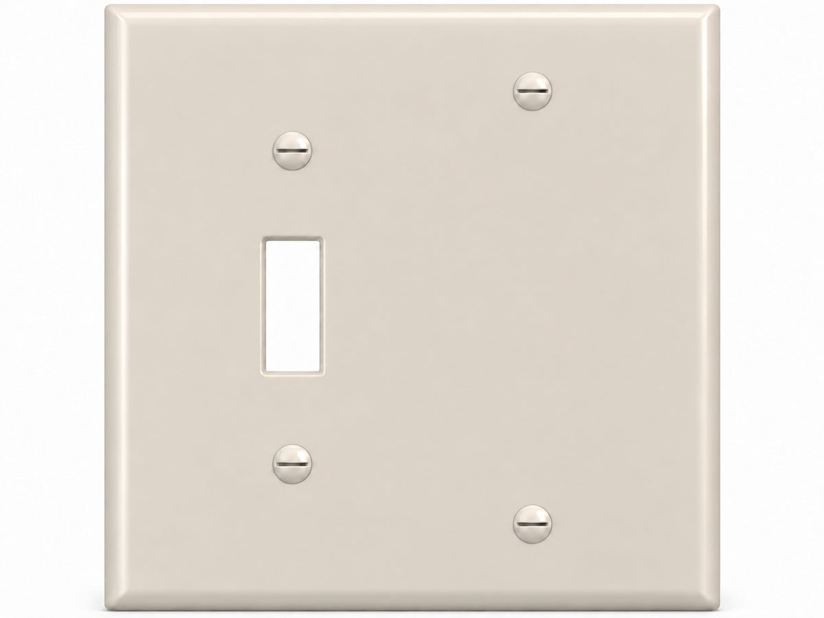 2-Gang, Standard Size, 1 Toggle & 1 Blank, Light Almond Thermoplastic Wall Plate Cover