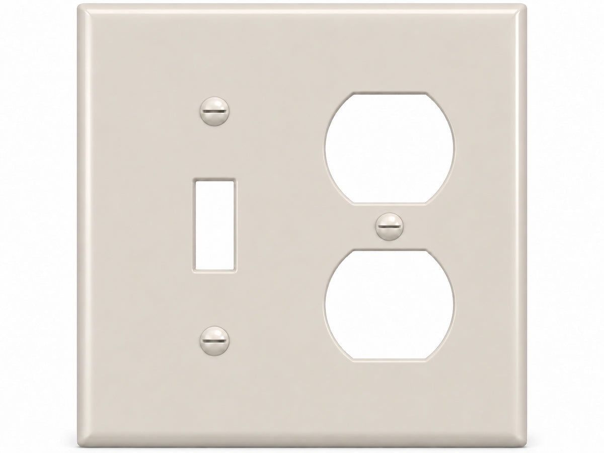 2-Gang, Standard Size, 1 Toggle & 1 Duplex, Light Almond Thermoplastic Wall Plate Cover