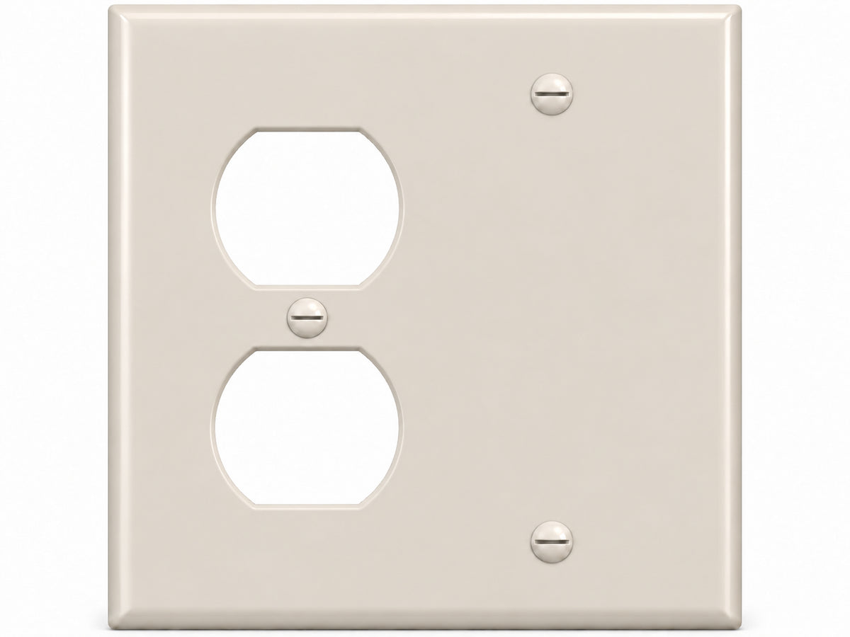 2-Gang, Standard Size, 1 Duplex & 1 Blank, Light Almond Thermoplastic Wall Plate Cover