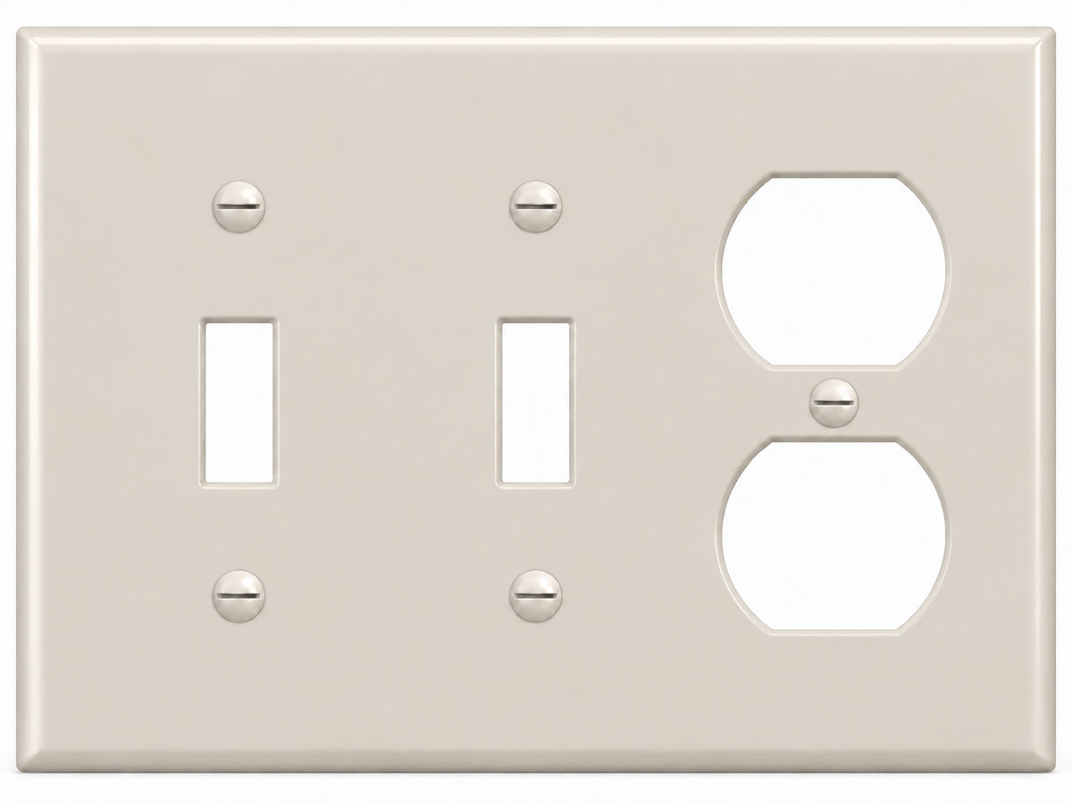 3-Gang, Standard Size, 2 Toggle & 1 Duplex, Light Almond Thermoplastic Wall Plate Cover