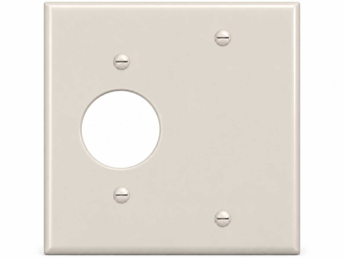 2-Gang, Standard Size, 1 Single Receptacle & 1 Blank, Light Almond Thermoplastic Wall Plate Cover
