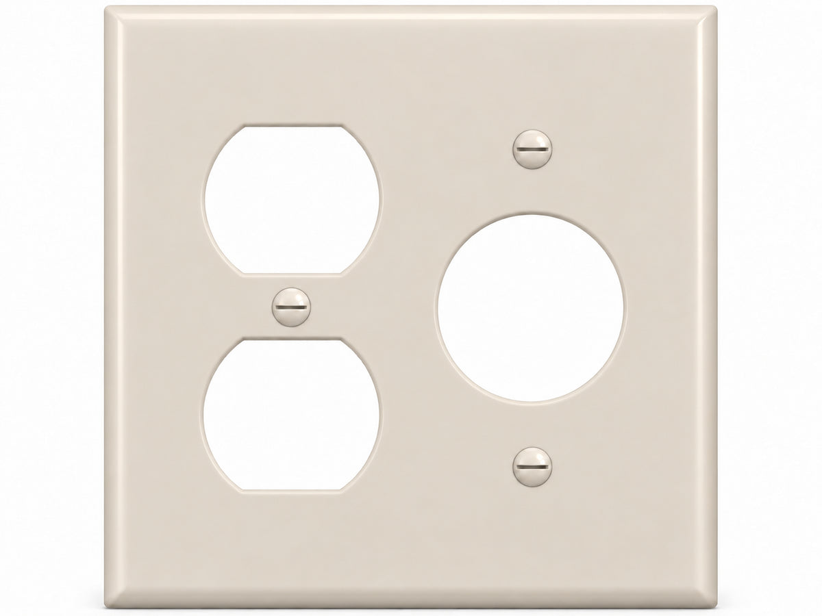 2-Gang, Standard Size, 1 Duplex & 1 Single Receptacle, Light Almond Thermoplastic Wall Plate Cover