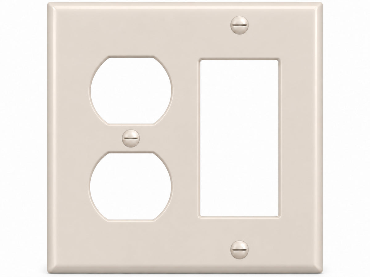 2-Gang, Standard Size, 1 Duplex & 1 Rocker/GFI, Light Almond Thermoplastic Wall Plate Cover