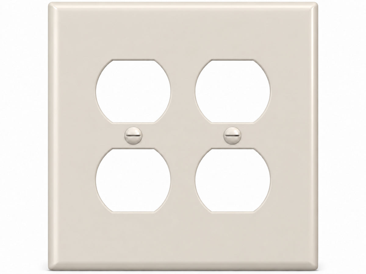 2-Gang, Midi Size, 2 Duplex, Light Almond Thermoplastic Wall Plate Cover