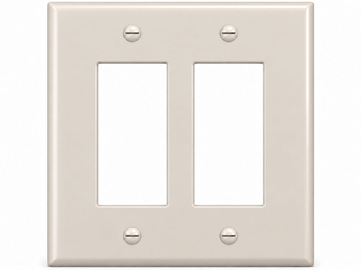 2-Gang, Midi Size, 2 Rocker/GFI, Light Almond Thermoplastic Wall Plate Cover
