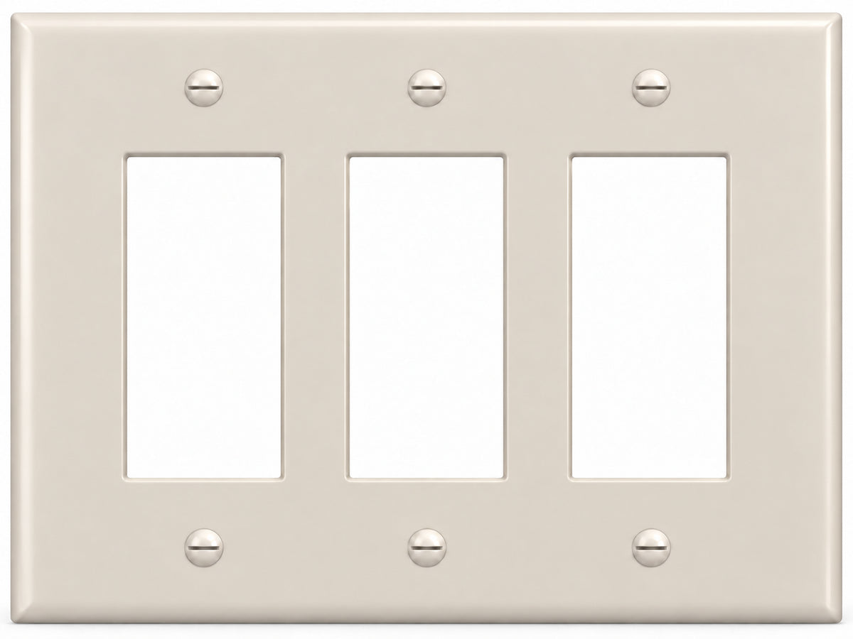 3-Gang, Midi Size, 3 Rocker/GFI, Light Almond Thermoplastic Wall Plate Cover