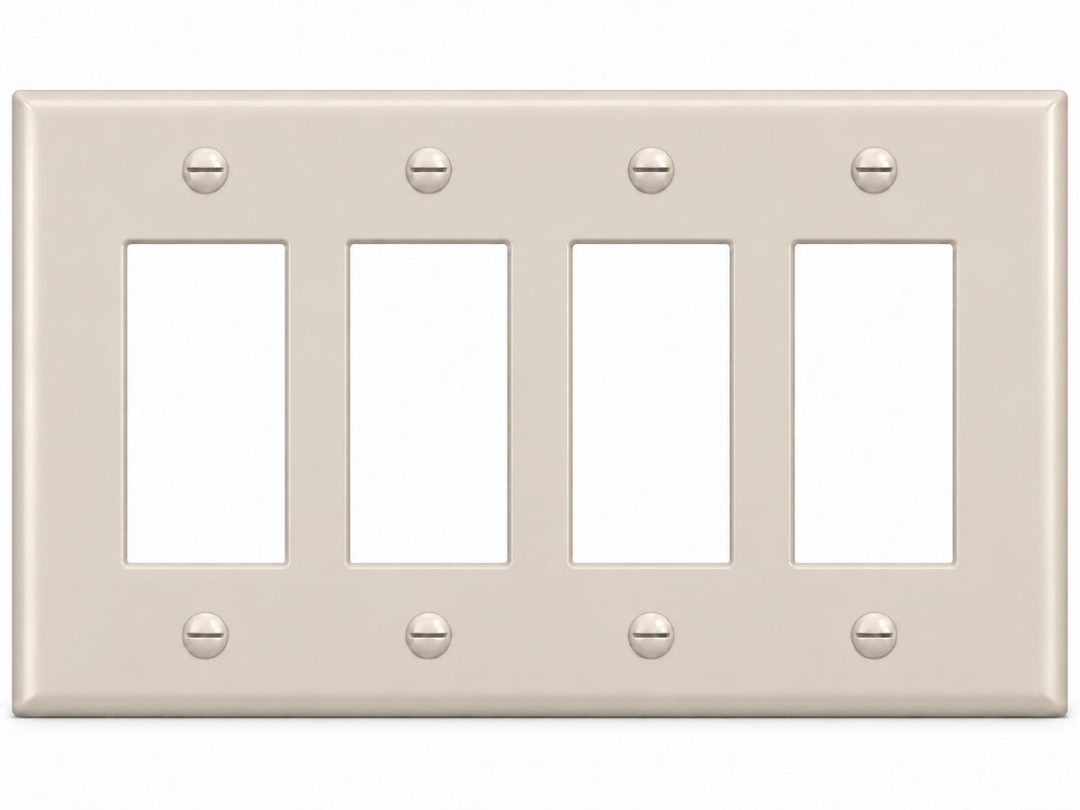 4-Gang, Midi Size, 4 Rocker/GFI, Light Almond Thermoplastic Wall Plate Cover