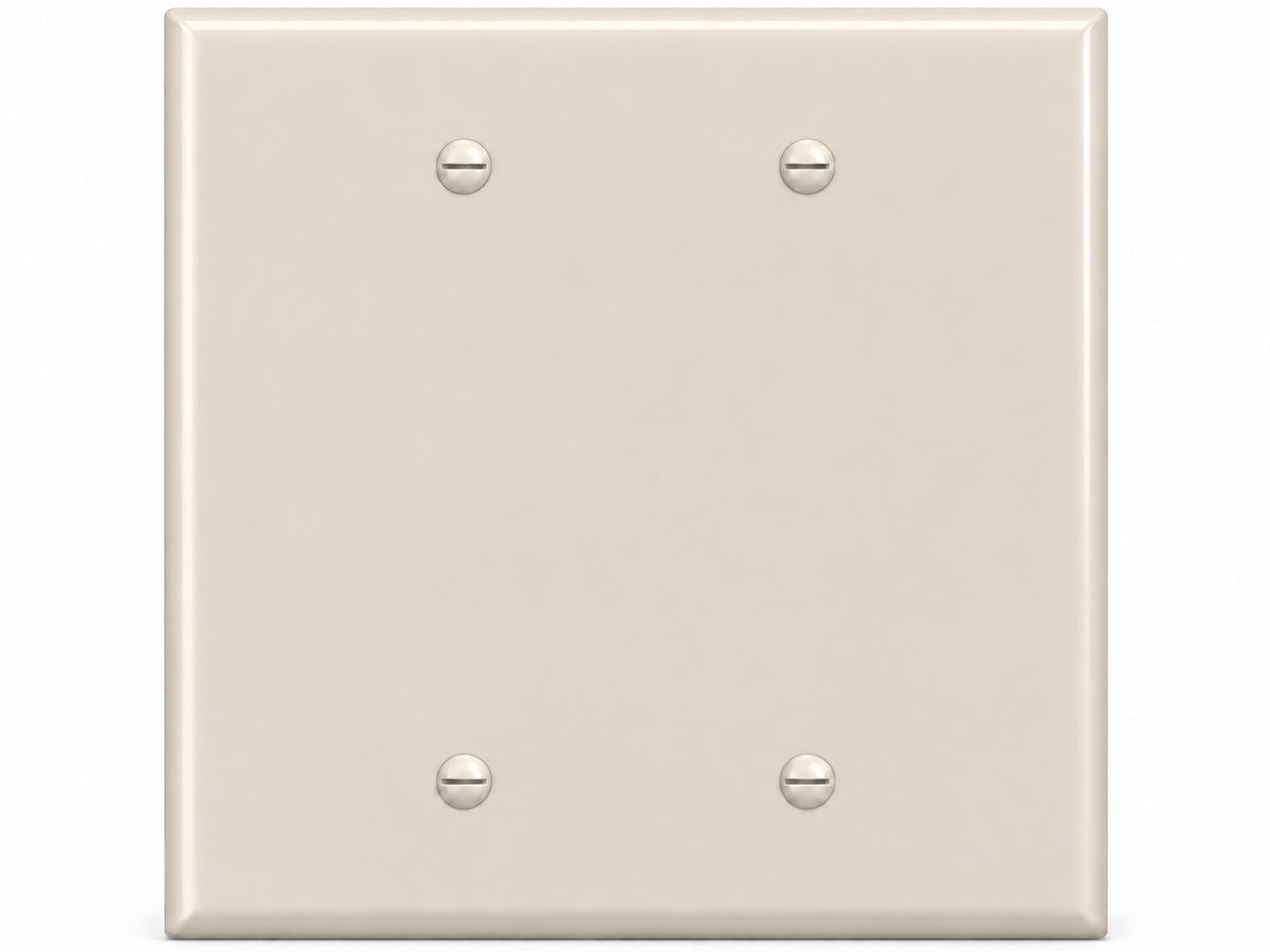 2-Gang, Midi Size, 2 Blank, Light Almond Thermoplastic Wall Plate Cover