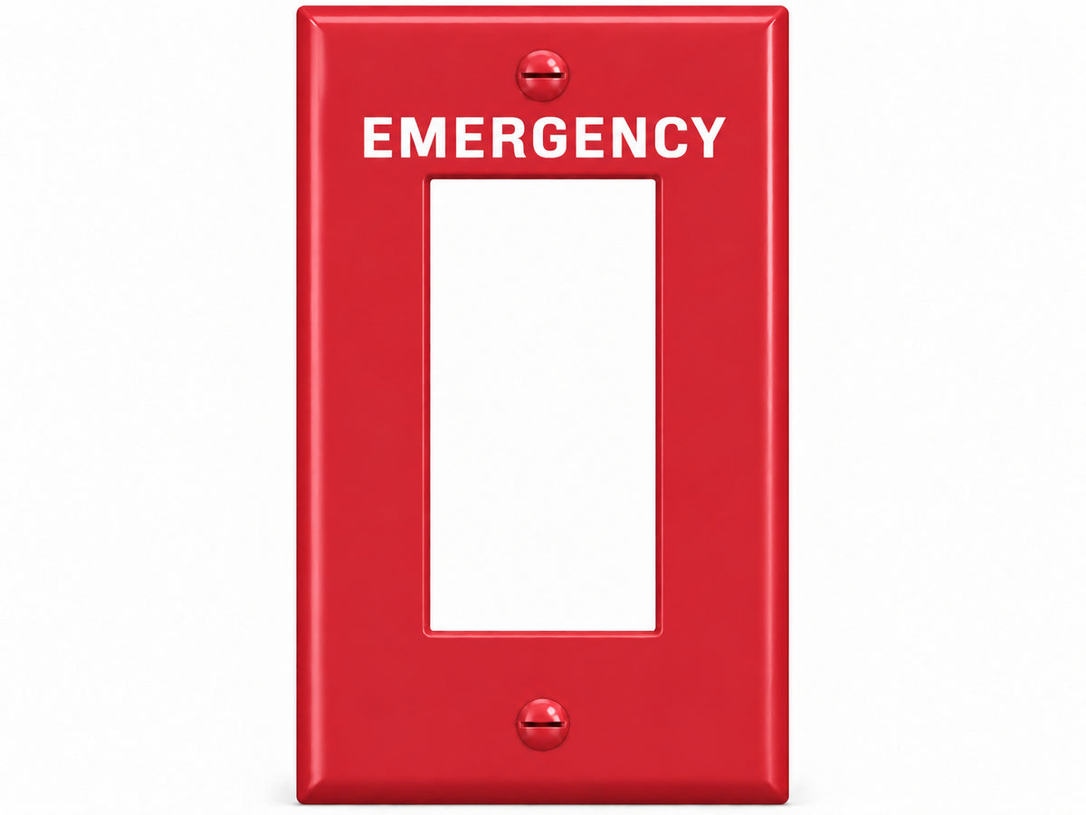 1-Gang, Standard Size, 1 Rocker/GFI, Red Thermoplastic Wall Plate Cover, Emergency Marked