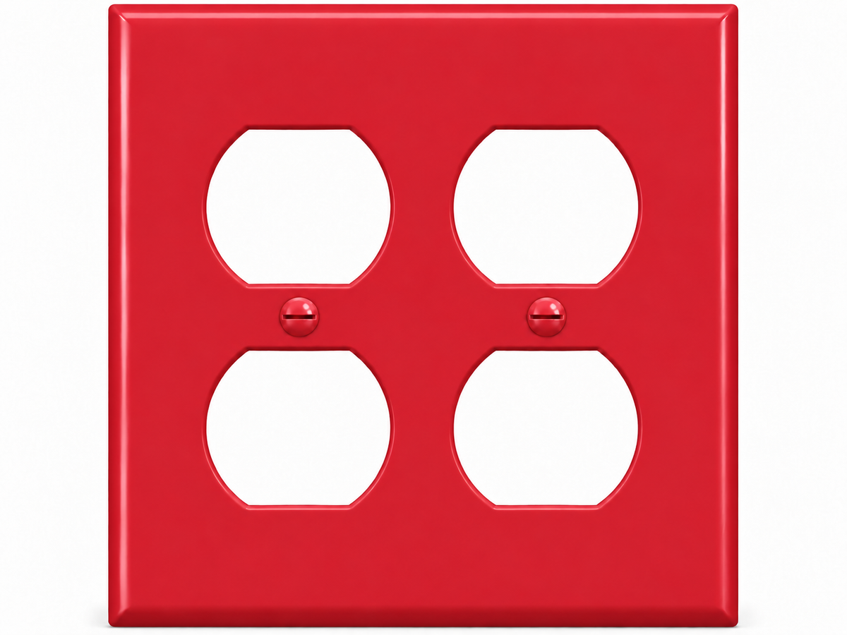 2-Gang, Standard Size, 2 Duplex, Red Thermoplastic Wall Plate Cover