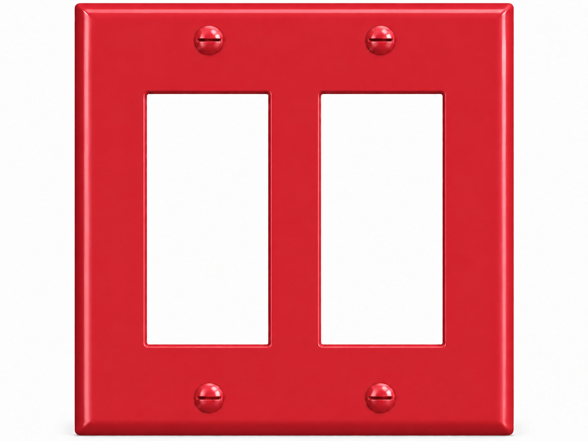 2-Gang, Standard Size, 2 Rocker/GFI, Red Thermoplastic Wall Plate Cover