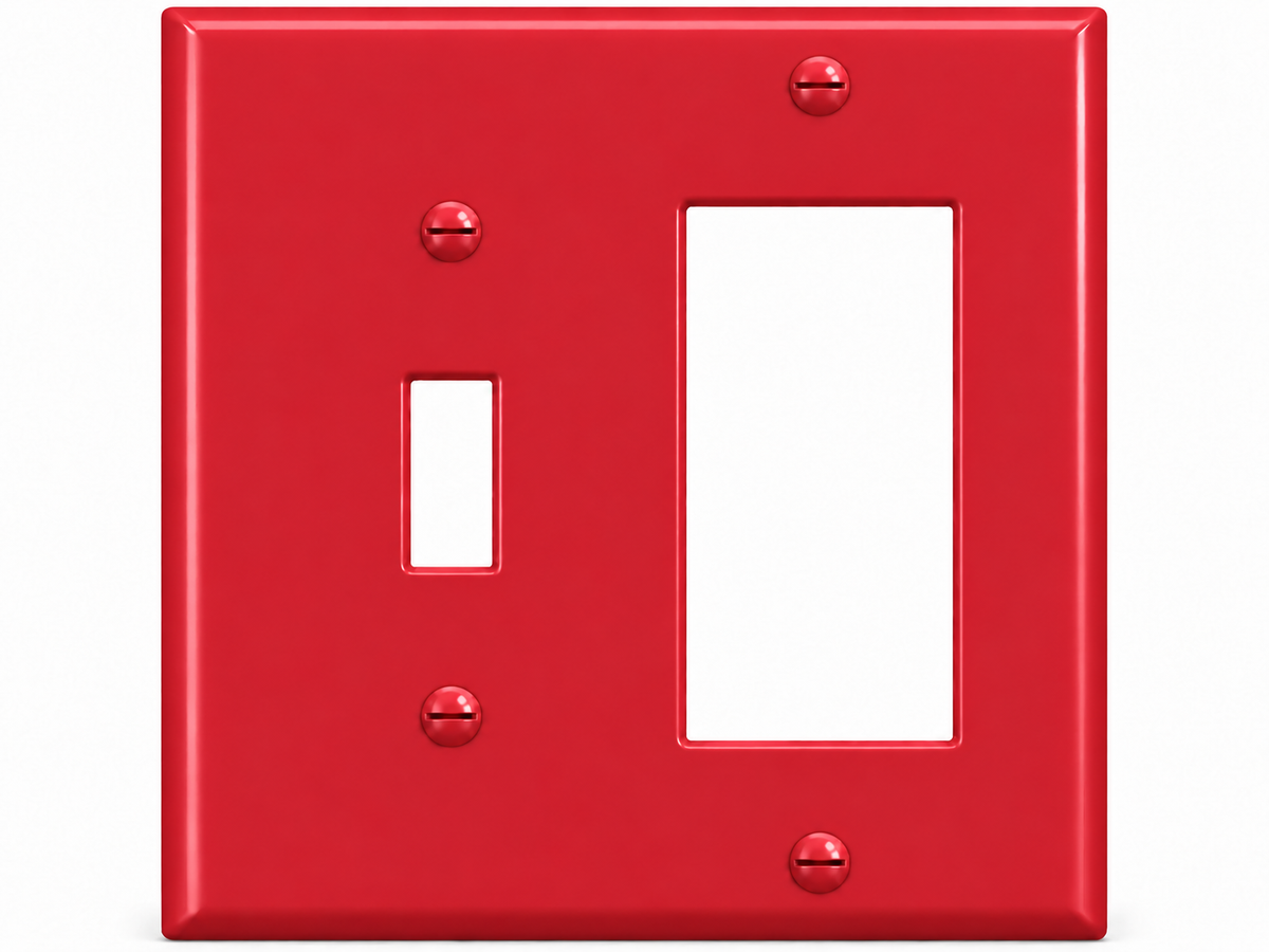 2-Gang, Standard Size, 1 Toggle & 1 Rocker/GFI, Red Thermoplastic Wall Plate Cover