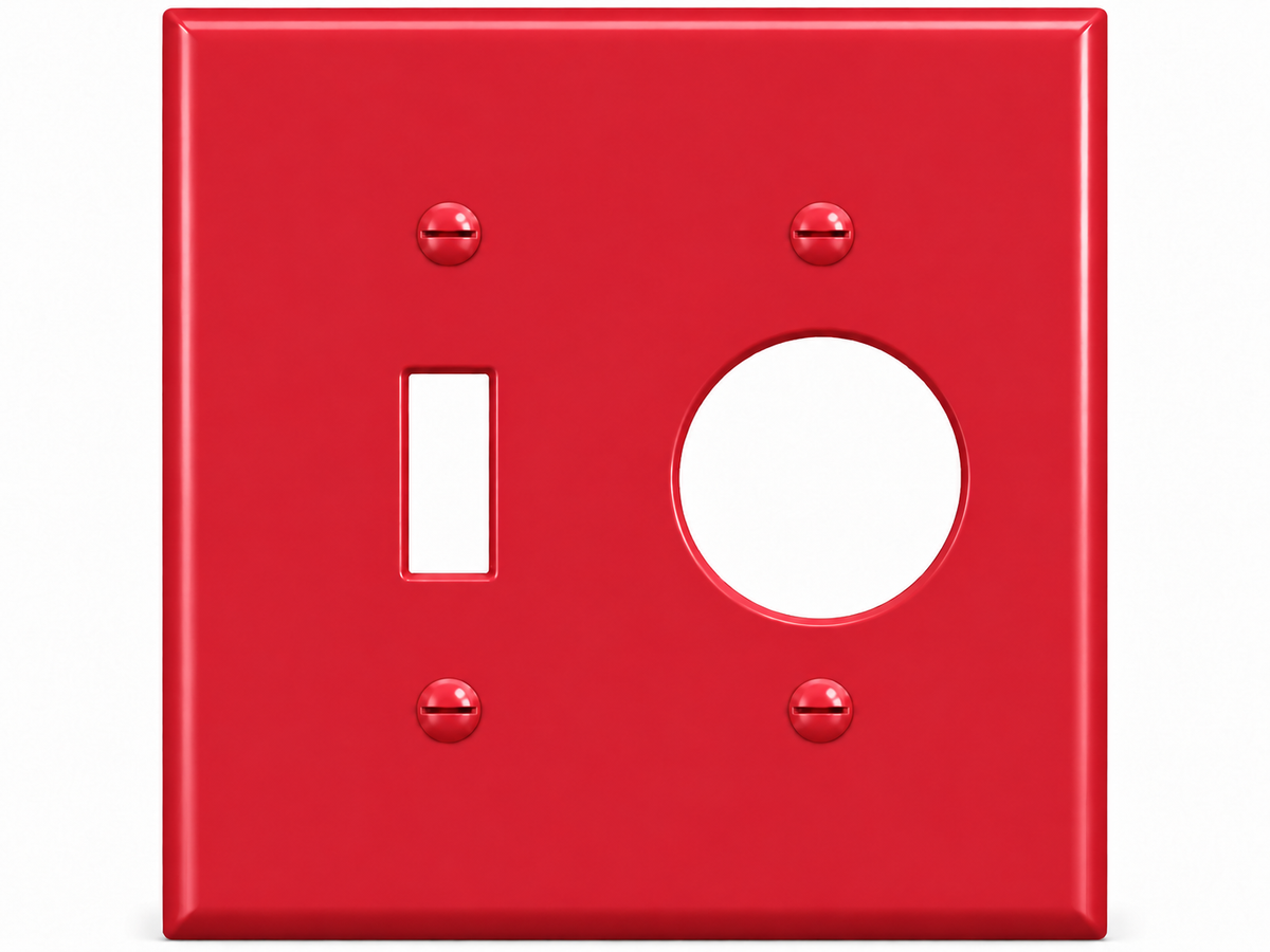 2-Gang, Standard Size, 1 Toggle & 1 Single Receptacle, Red Thermoplastic Wall Plate Cover