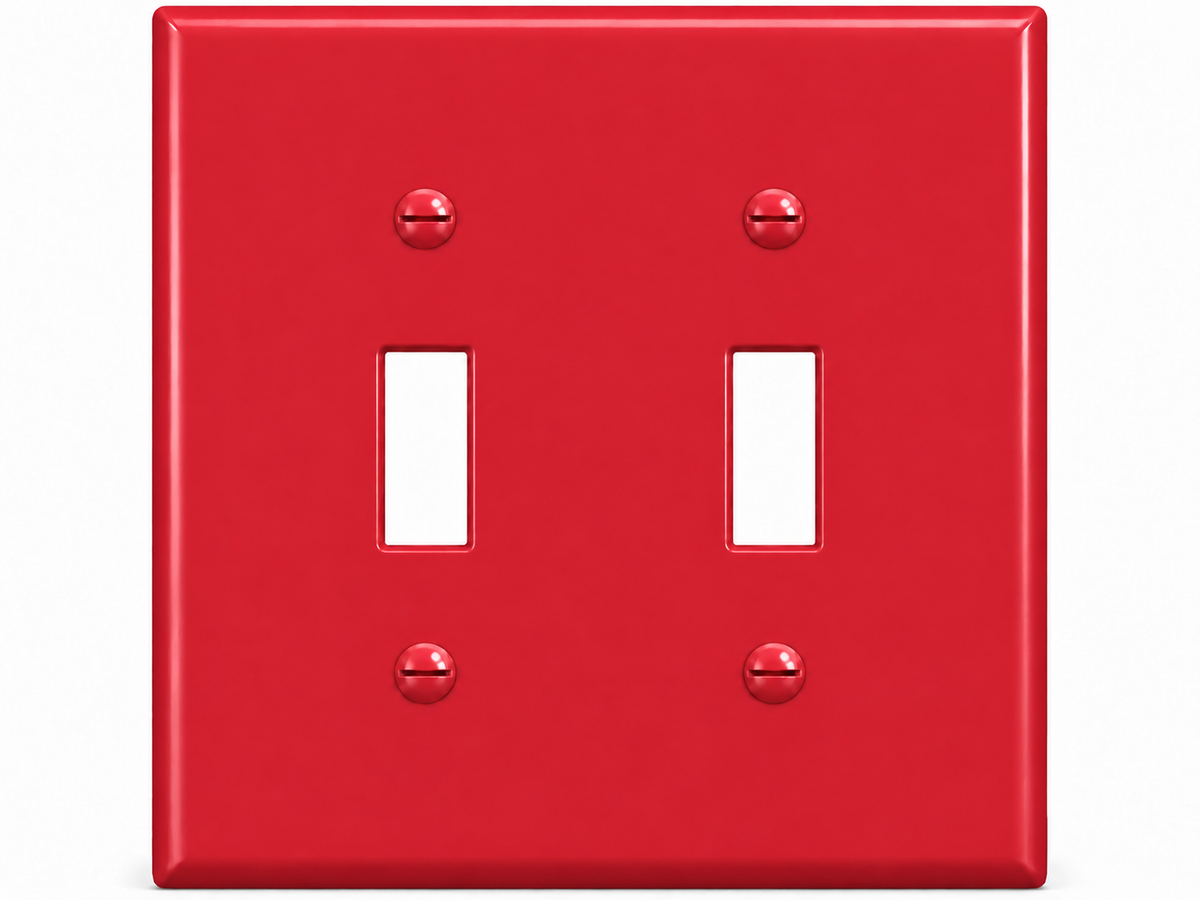 2-Gang, Standard Size, 2 Toggle, Red Thermoplastic Wall Plate Cover