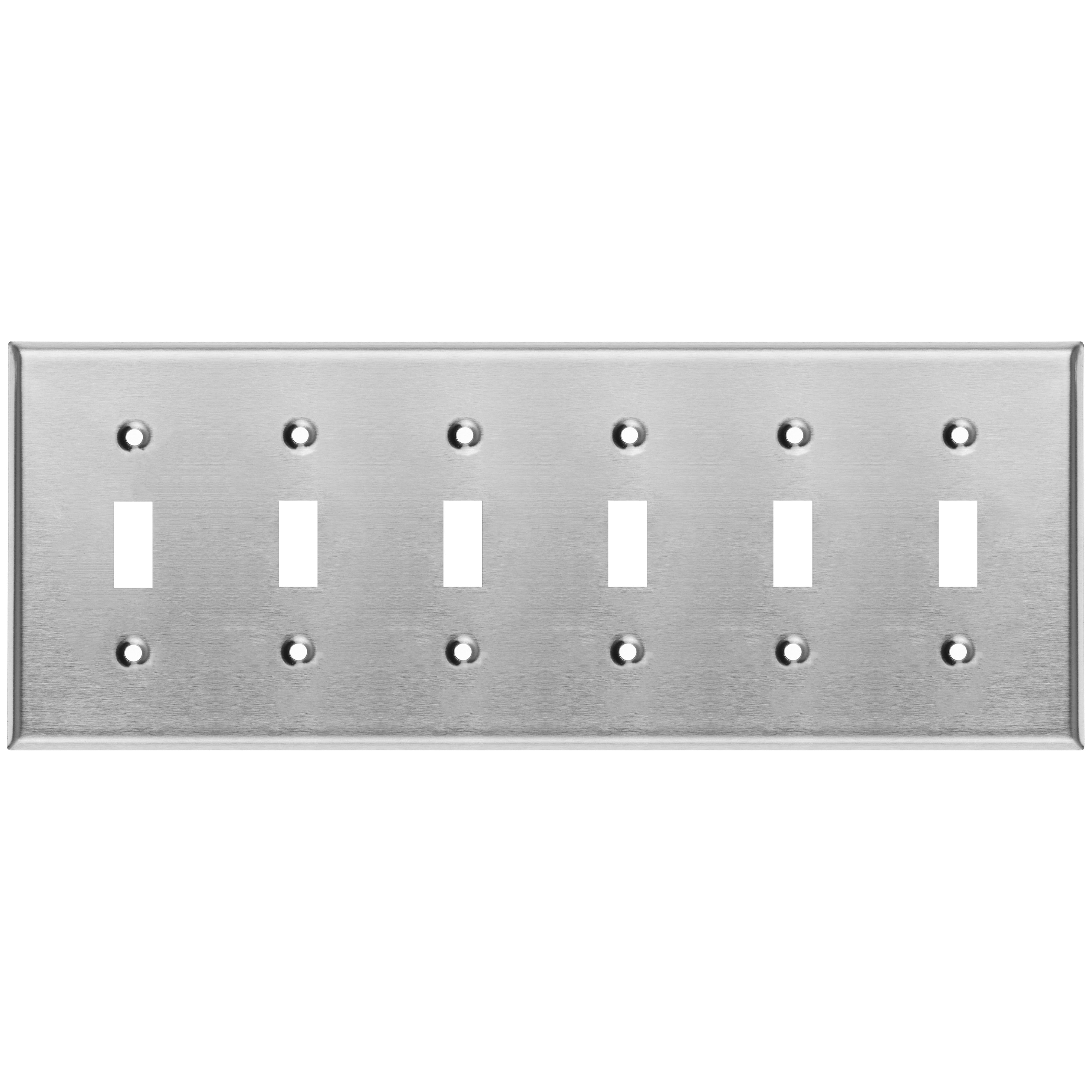 6 Gang Stainless Steel Toggle Switch Wall Plate Cover