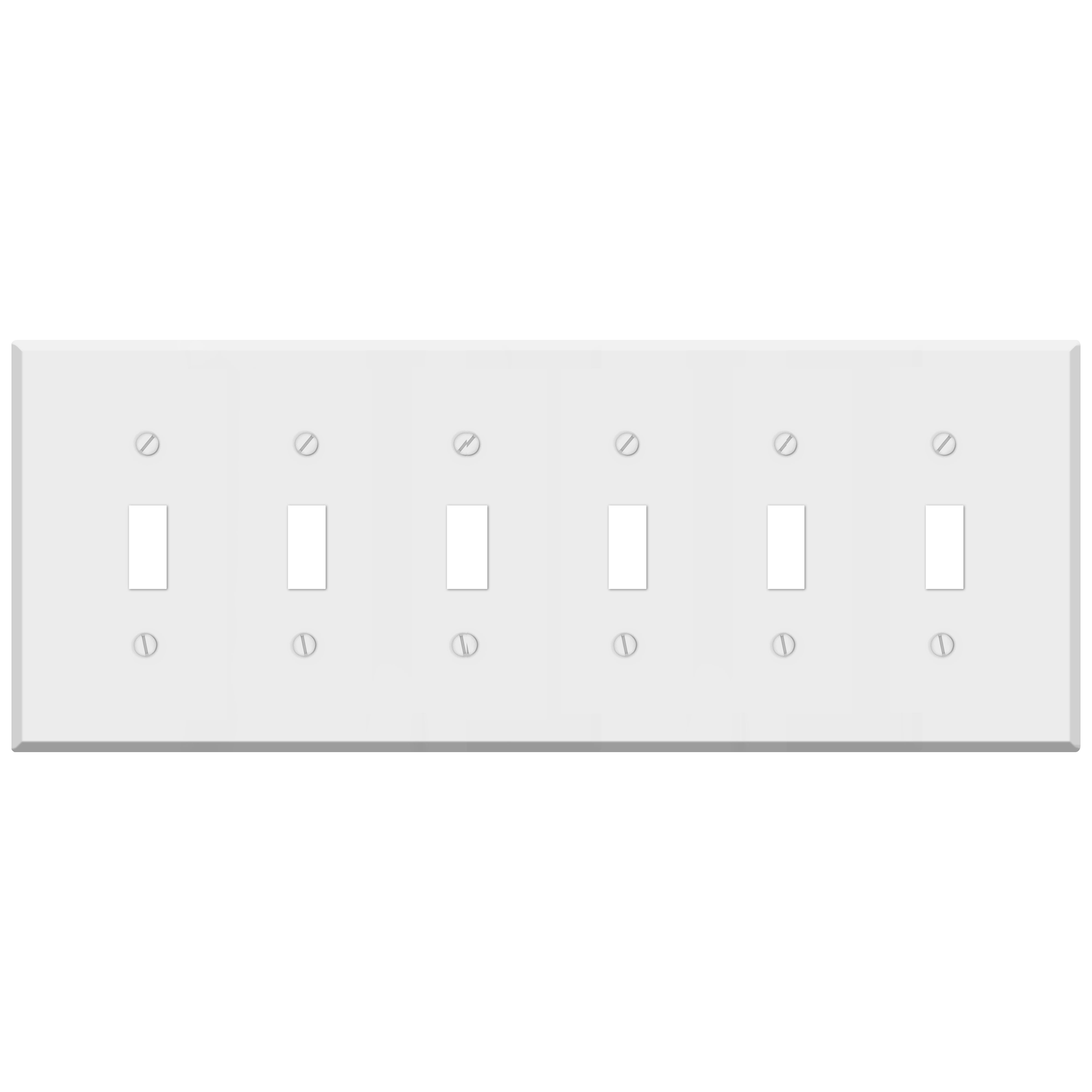 6 Gang White Metal Toggle Switch Wall Plate Cover