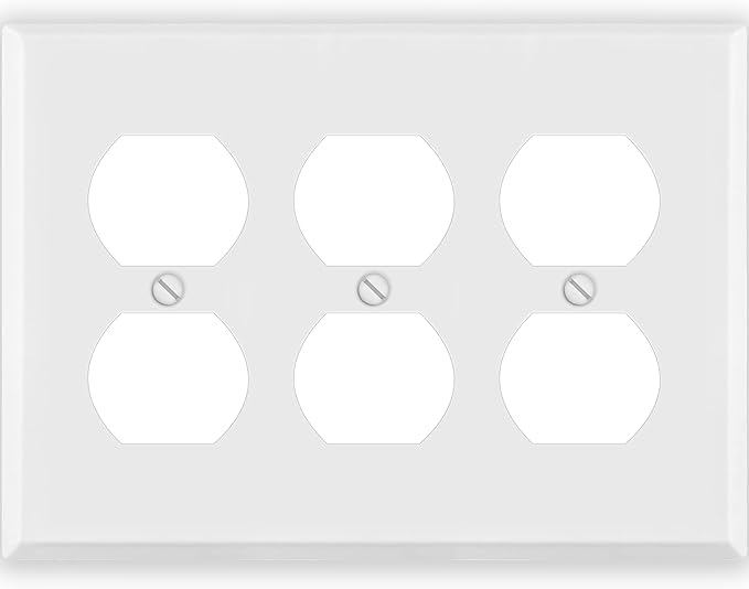 3 Gang White Metal Duplex Receptacle Wall Plate