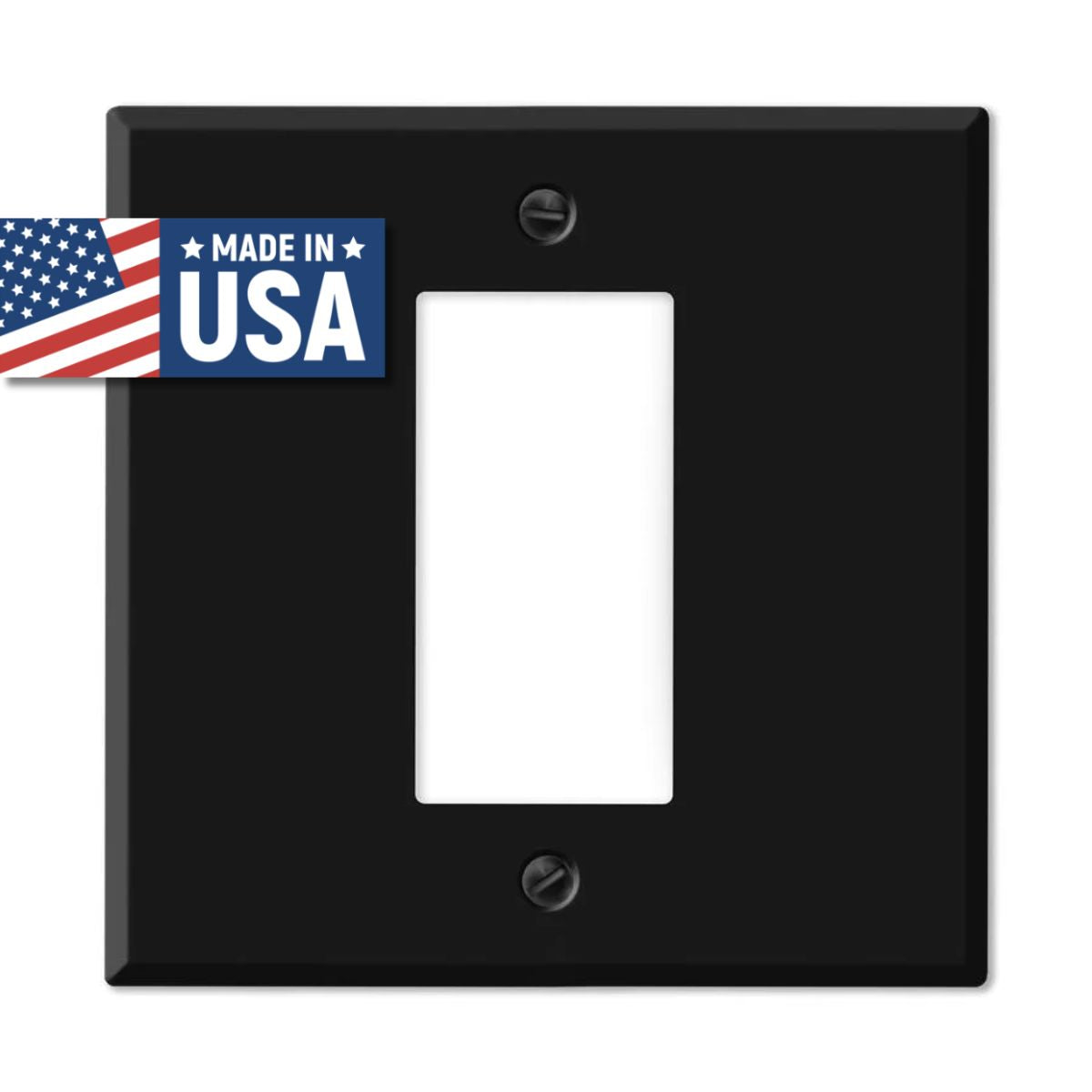 2 Gang Black Metal Wall Plate with 1 Decora® Style GFI/Rocker Centered Opening, Standard Size
